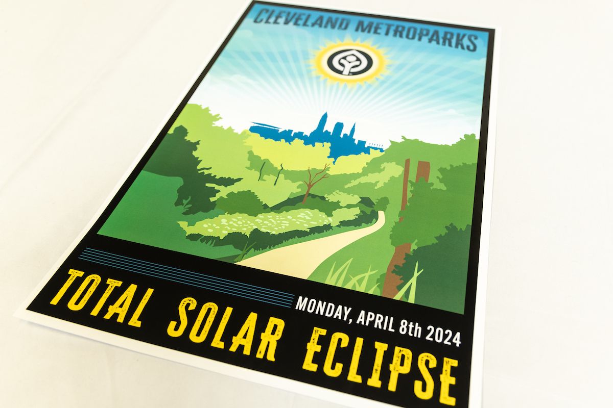 Cleveland Metroparks poster for the April 8th 2024 solar eclipse